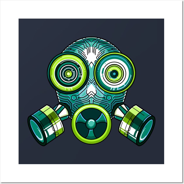 Green Tech Gas mask Quarantine T-Shirt Wall Art by nataliesnow24